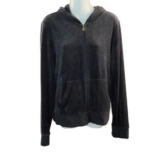 Juicy Couture Black Velour Track Jacket Size XL